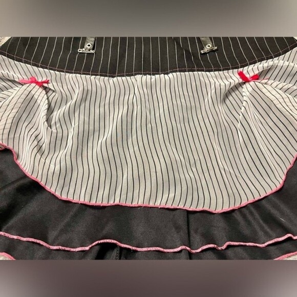 Vintage Y2K Serious Skirt Black with Sheer Top Layer and Pink Bow Details SZ L - Picture 7 of 11